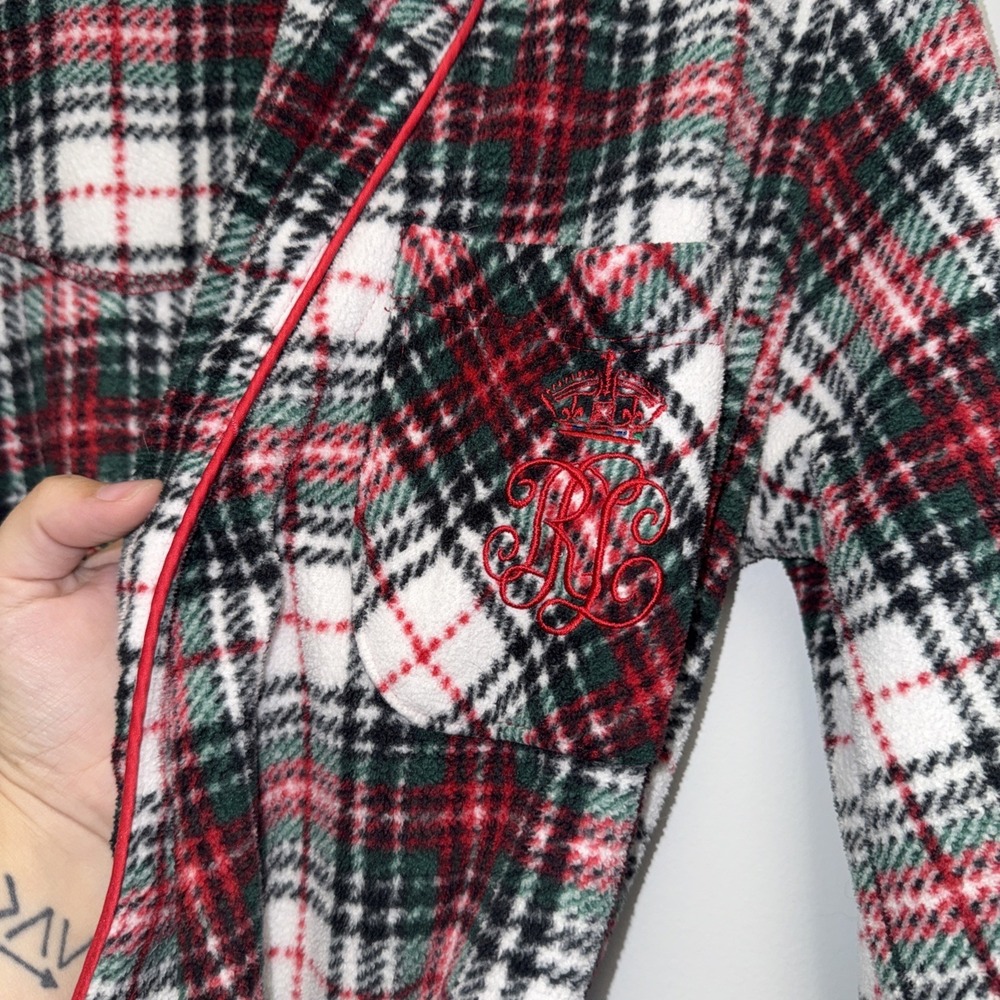 Lauren Ralph Lauren Womens Plush Robe Size S Tartan Plaid Logo Classic Preppy - Picture 2 of 5